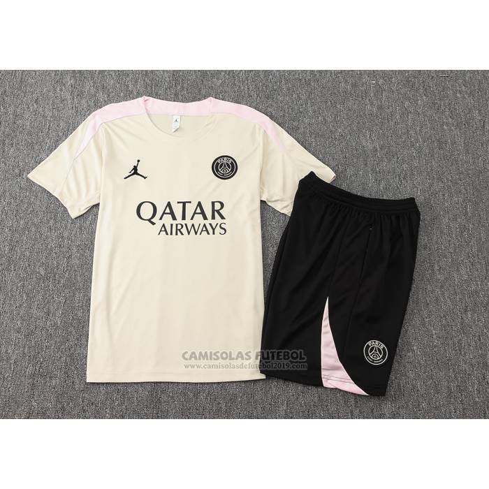 Fato de Treino Paris Saint-Germain Jordan Manga Curta 2024-2025 Amarelo - Calcas Curta